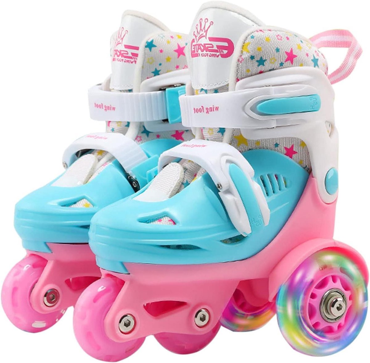 verstelbare rolschaatsen inline skates kinderen buiten sporten dubbele rem veiligheid 27 34 meter blauw