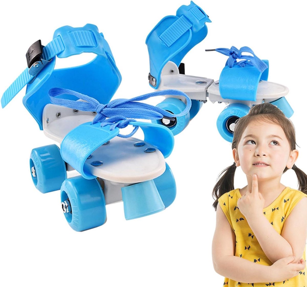 verstelbare rolschaatsen kinder rolschaatsen buiten sporten dubbele rij stabiliteit maat 26 36 blauw