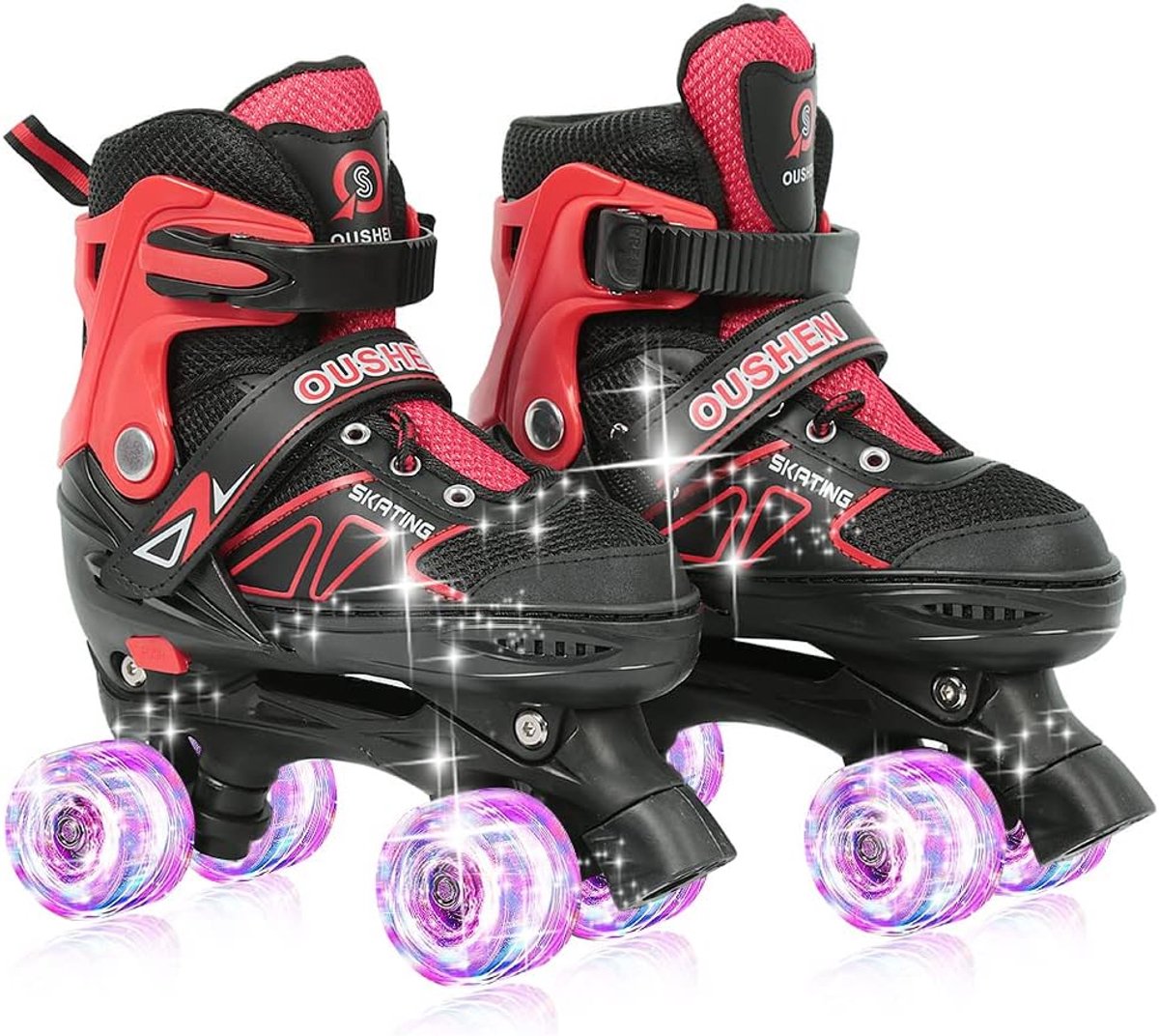 Verstelbare Rolschaatsen - Kinder Skates - Buiten Spelen - Lichtgevende Wielen - Maat M (32-37) - Rood Zwart Rolschaatsen kopen online
