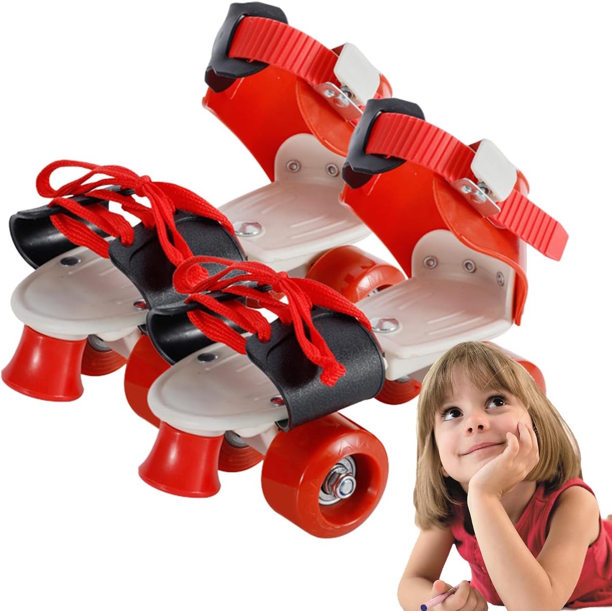 Verstelbare Rolschaatsen - Quad Skates - Buiten Leren - Eenvoudige Lengteaanpassing - 787 Inch - Rood Rolschaatsen kopen online