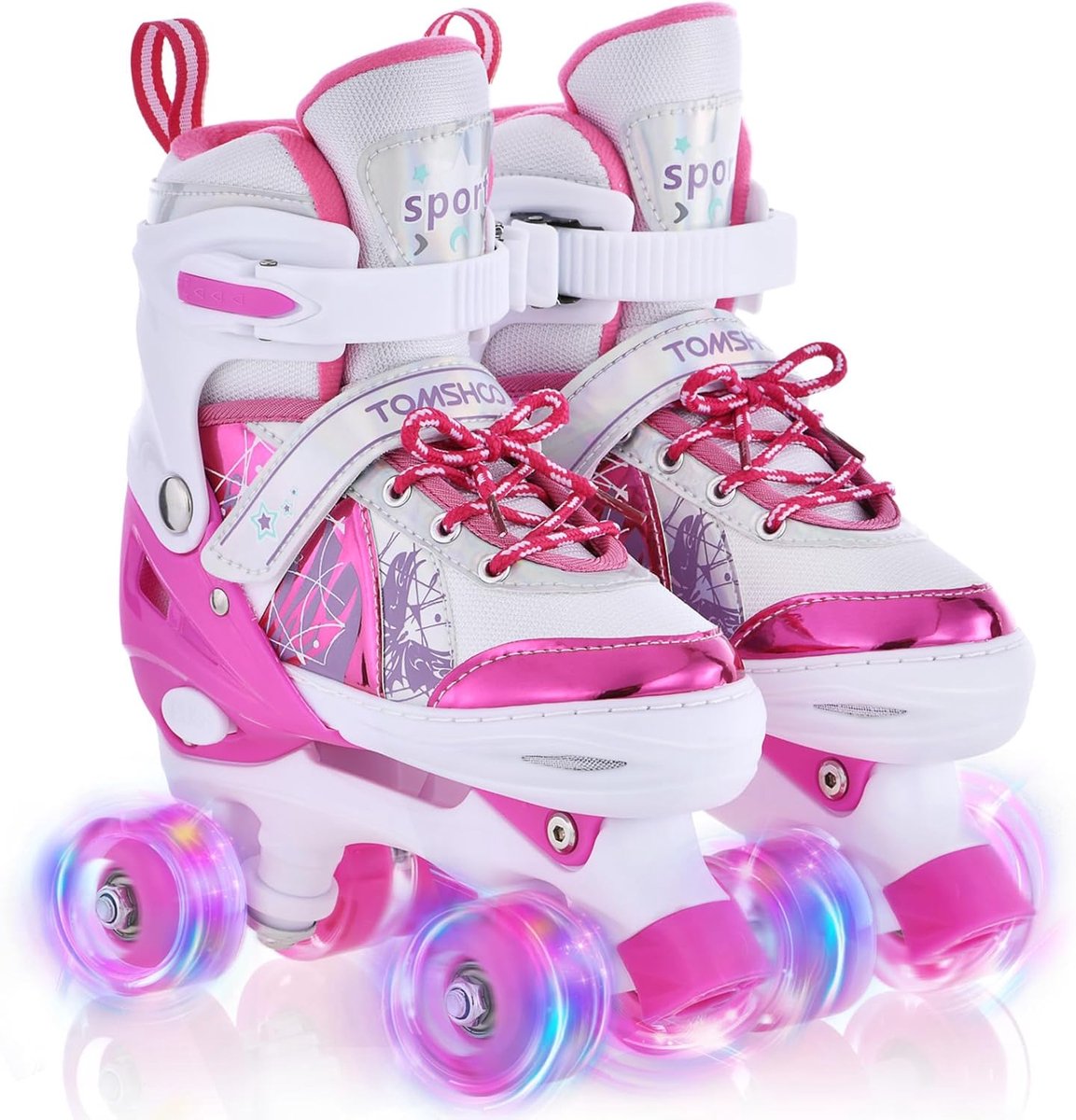 Verstelbare Rolstoelen - Kinderschaatsen - Buiten Plezier - LED Verlichte Wielen - 4 Maten - Roze Rolschaatsen kopen online