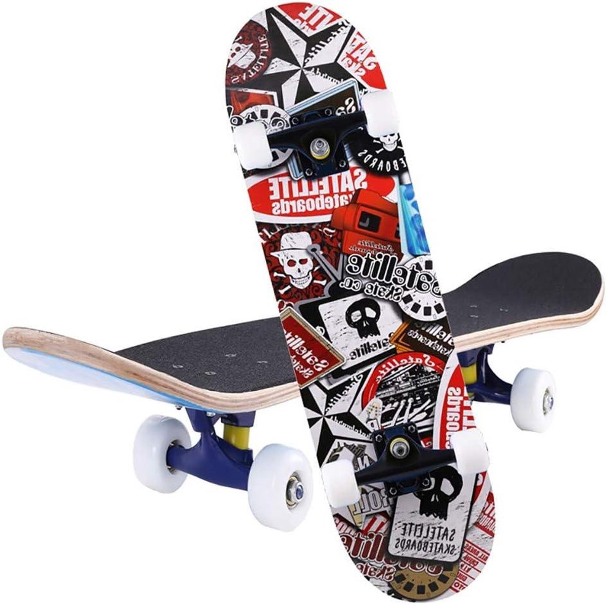 Vierwielig Skateboard - Jeugd Skateboard - Sport & Recreatie - Dubbele Warp Ontwerp - 80 cm - Veelkleurig Skateonderdeel kopen online