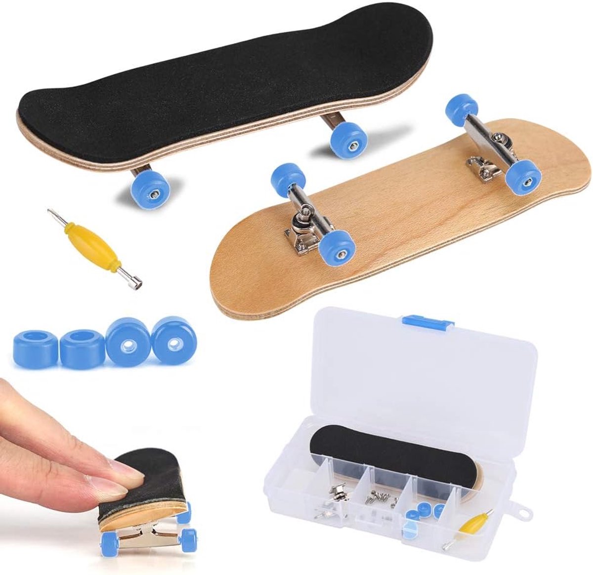 Vinger Skateboards - Mini Compleet Deck - Interactief Spel - Esdoorn Hout - Compleet Set - Donkerblauw Skateonderdeel kopen online