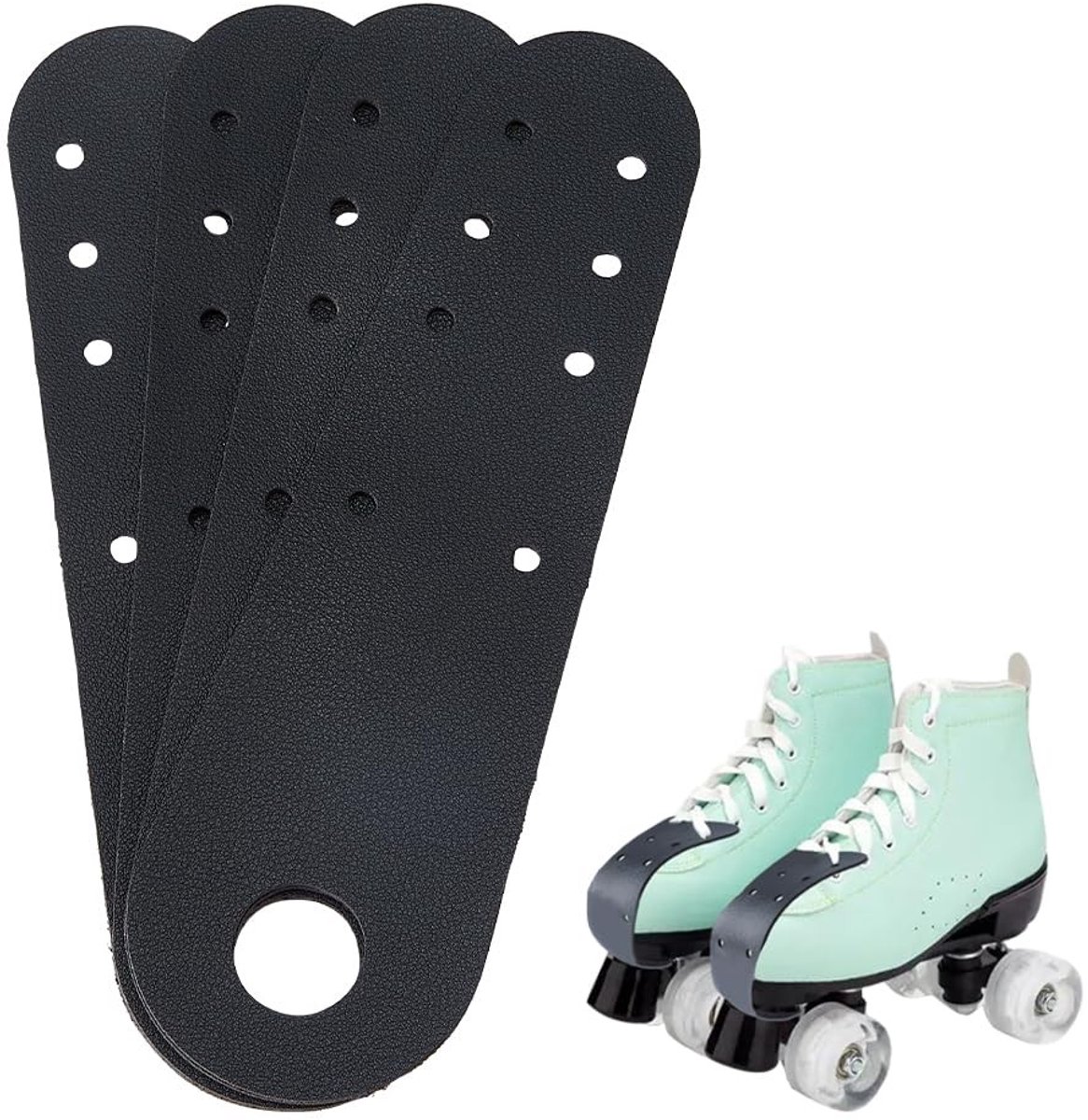 vlemico rolschaatsen lederen toe guards bescherming zwart pu lederen cover 4 stuks geschikt voor quad rolschaatsen zwart