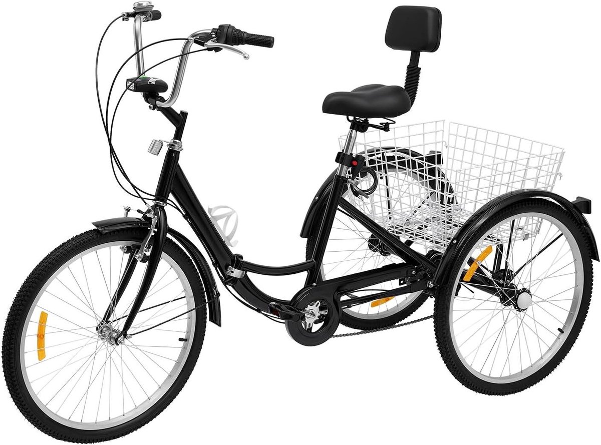 Volwassen driewieler - Inklapbaar fiets - Boodschappen doen - Verstelbaar stuur en zadel - 24 inch - Zwart Driewieler kopen online