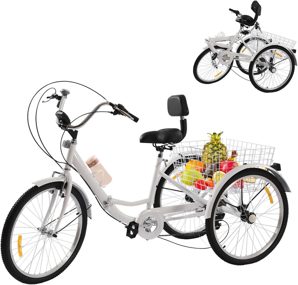 Volwassen Driewieler - Trike Fiets - Comfortabel Fietsen - Inklapbaar Frame - 24 Inch Wiel - Wit Driewieler kopen online