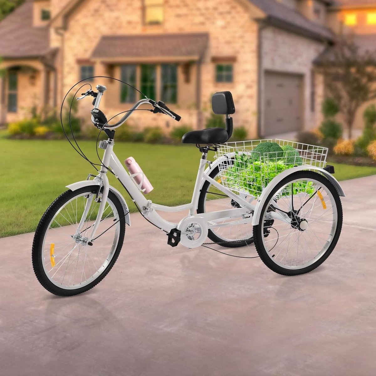 Vouwbare Driewieler - Driewieler Fiets - Boodschappen Doen - Opvouwbaar Frame - 24 Inch Wielen - Wit Driewieler kopen online