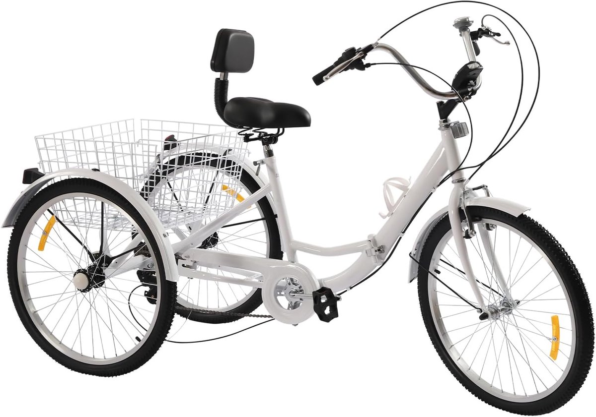 Vouwfiets met 3 wielen - Driewieler voor volwassenen - Stadsvervoer en boodschappen - Inclusief bekerhouder en lamp Driewieler kopen online