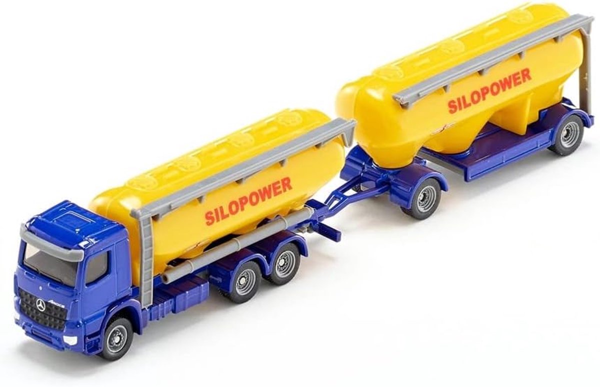 vrachtwagen met silo voertuig speelgoed boerderij spelen afneembare slangen schaal 1 87 geel blauw