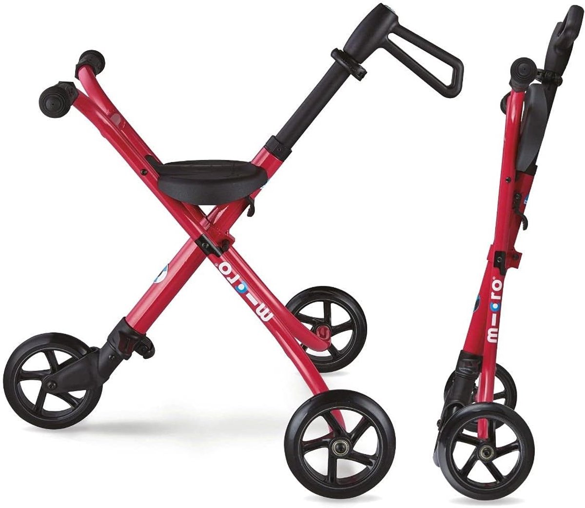 xl driewieler kinderbuggy alternatief stad winkel opvouwbaar compact 60 x 20 x 90 cm robijnrood