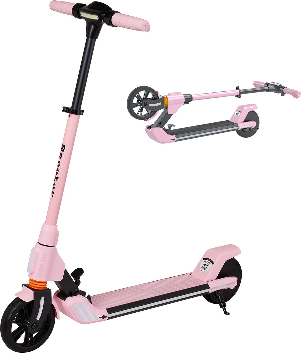 yee goo elektrische step voor kinderen kinderstep elektrische step 200w borstelloze motor actieradius 8 13 km maximumsnelheid 20 km u verstelbare hoogte voorvering 7 inch banden roze