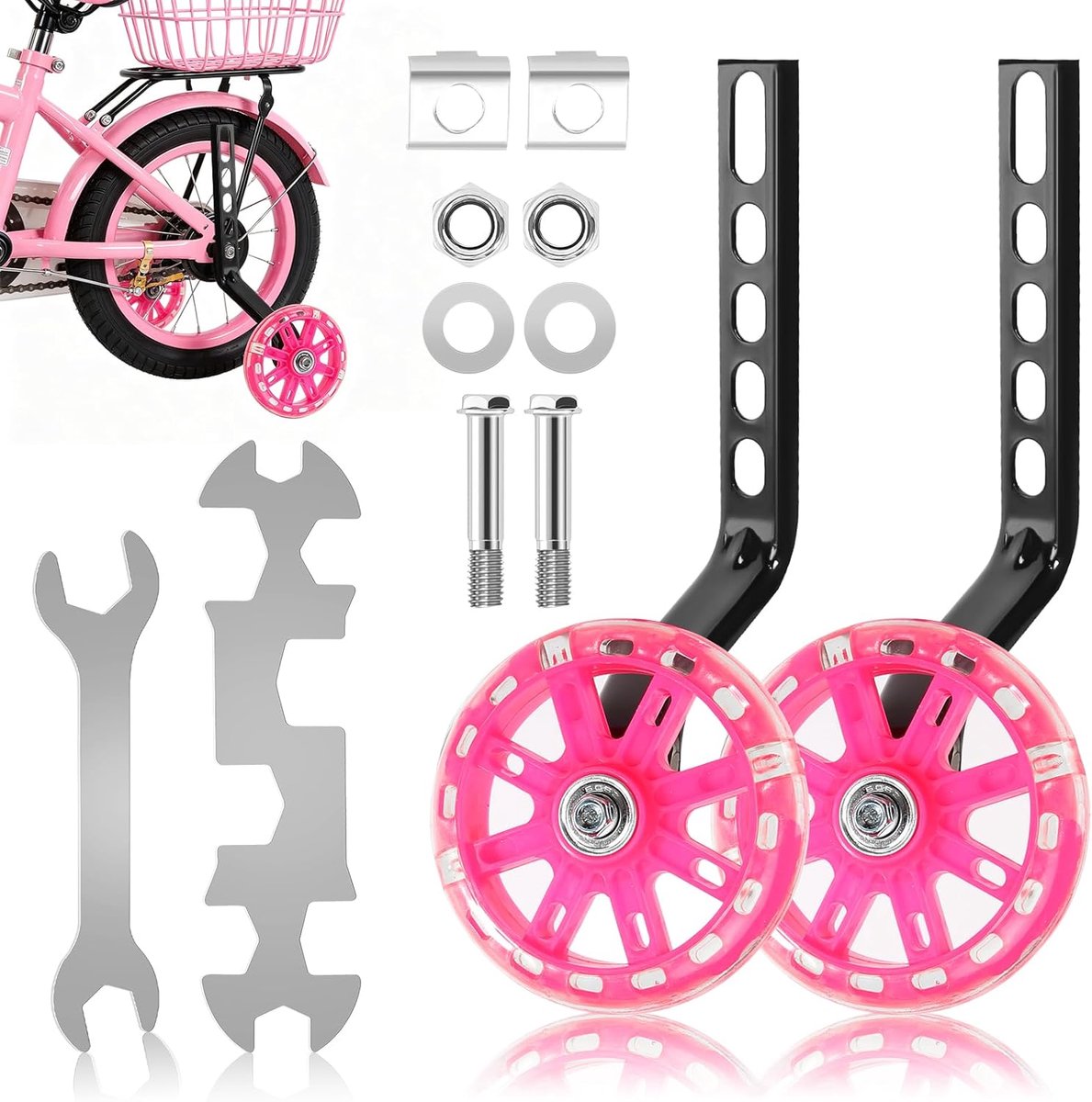 1 paar steunwielen fietssteunwielen verstelbare veiligheidssteunwielen voor kinderfiets met mute flash wielen shopvlot