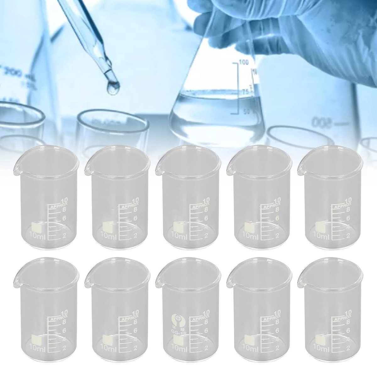 10 stuks borosilicaatglas bekerset, 10/25/50/150/250ml gegradueerd laboratorium meten Beker met tuit, wetenschappelijk glaswerk voor laboratoria, klaslokalen en thuis (10ml) Rolschaatsen kopen online