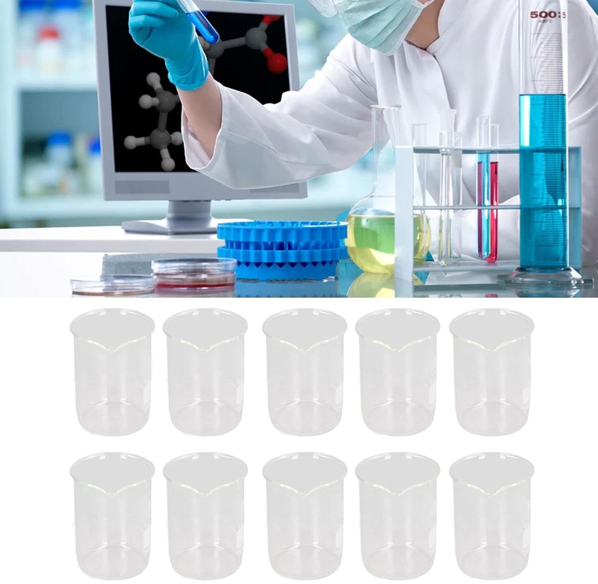 10 stuks borosilicaatglas bekerset 10 25 50 150 250ml gegradueerd laboratorium meten beker met tuit wetenschappelijk glaswerk voor laboratoria klaslokalen en thuis 250ml