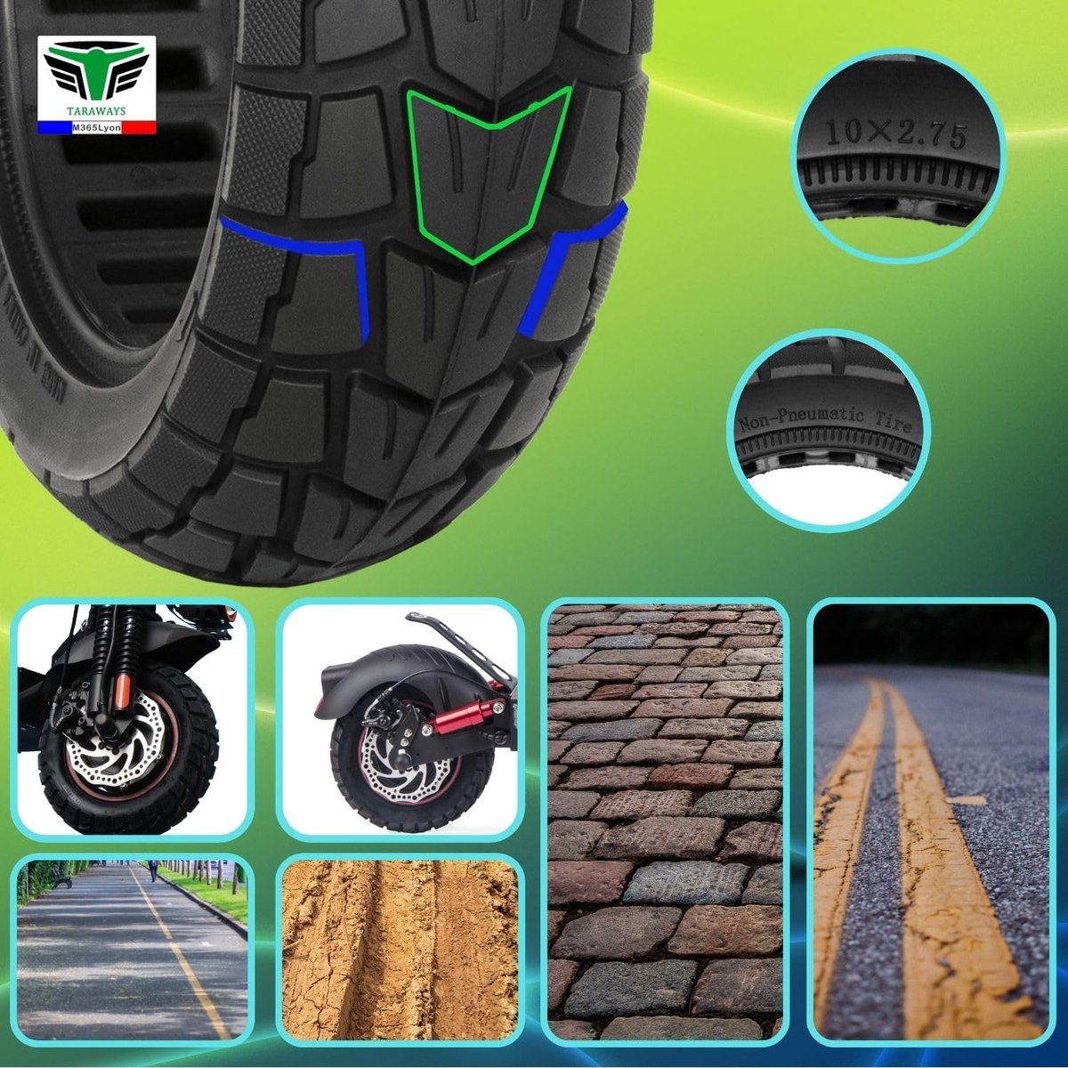10 x 2.75 (10 x 2.7-6.5) Inch Puncture Resistant Solid Tyre for UrbanGlide cross PRO All Road 5 & MAX, cross PRO - ShopVlot Buitenspeelvoertuigaccessoire kopen online