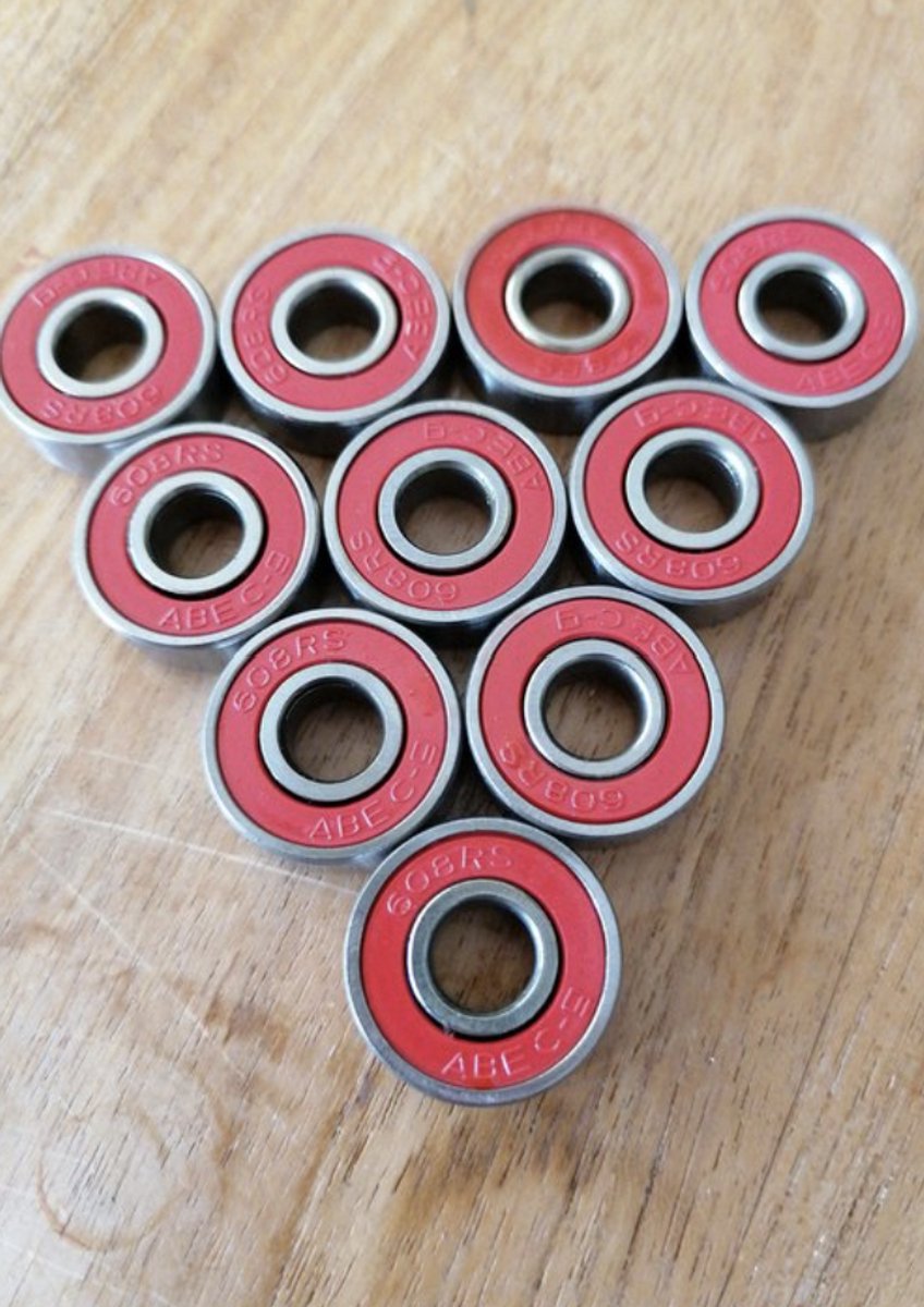 10 x lager 608 rs abec 9 kogellager rood skateboard skealers step smartkabel
