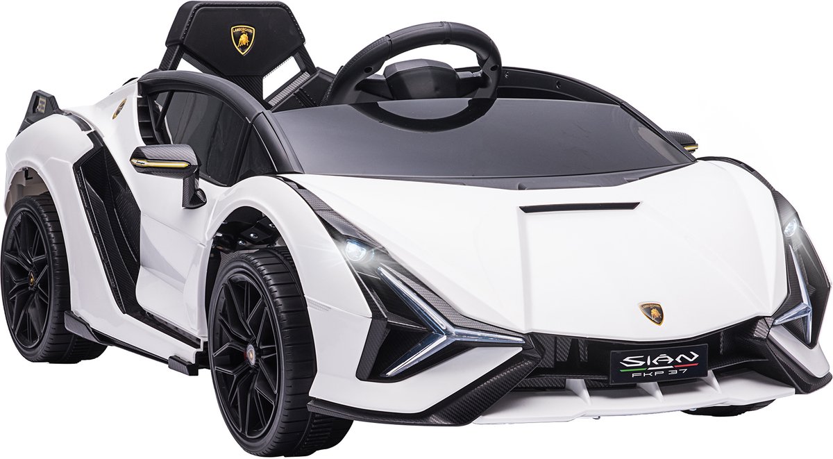 12V Lamborghini Elektrische kinderauto met 2,4G afstandsbediening - 3-5 km/u - kinderauto met MP3 - radio - muziek en led-koplampen - voor kinderen van 3 tot 5 jaar (wit) Speelgoedaccuvoertuig kopen online