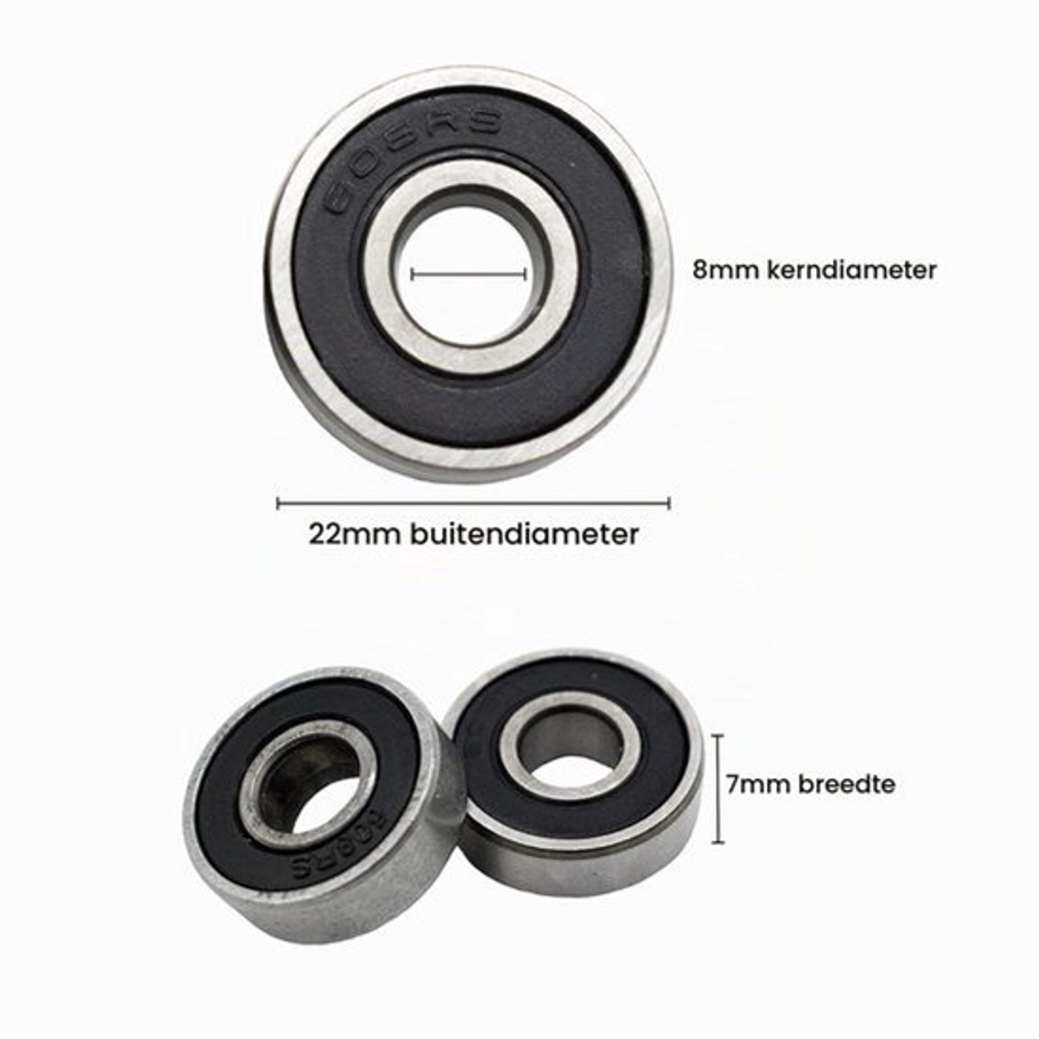 16st 608rs skate lagers abec 9 hoge snelheid zwart