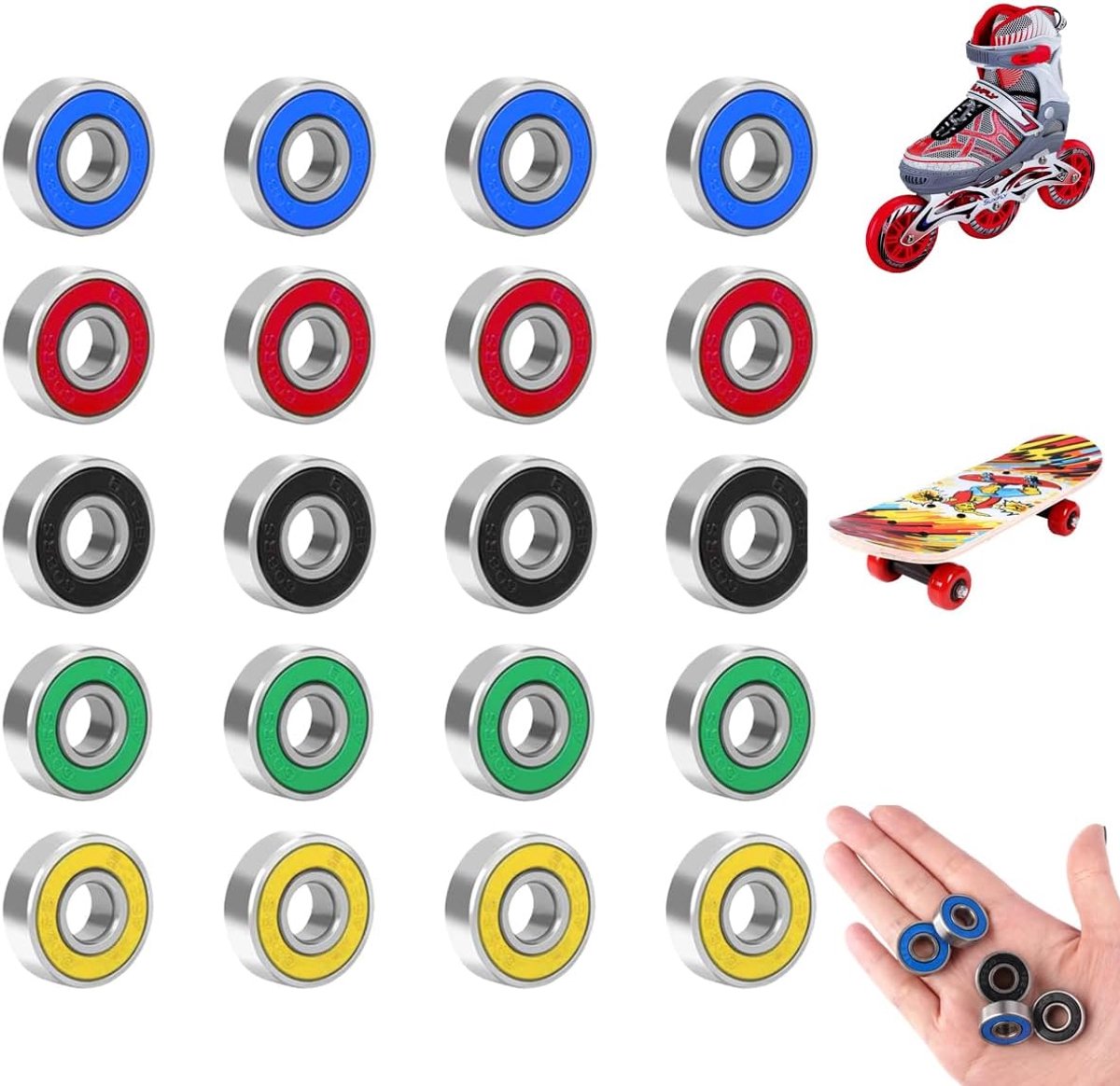 20 pieces 8 22 7mm double shielded mini ball bearings 608rs multi colored small roller bearings for skateboards shopvlot
