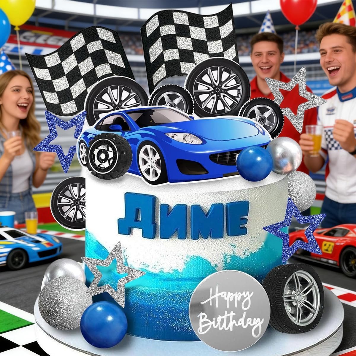 28pcs blue racing car cake decorations racing car birthday cake decorations cake decorations with racing car boys shopvlot