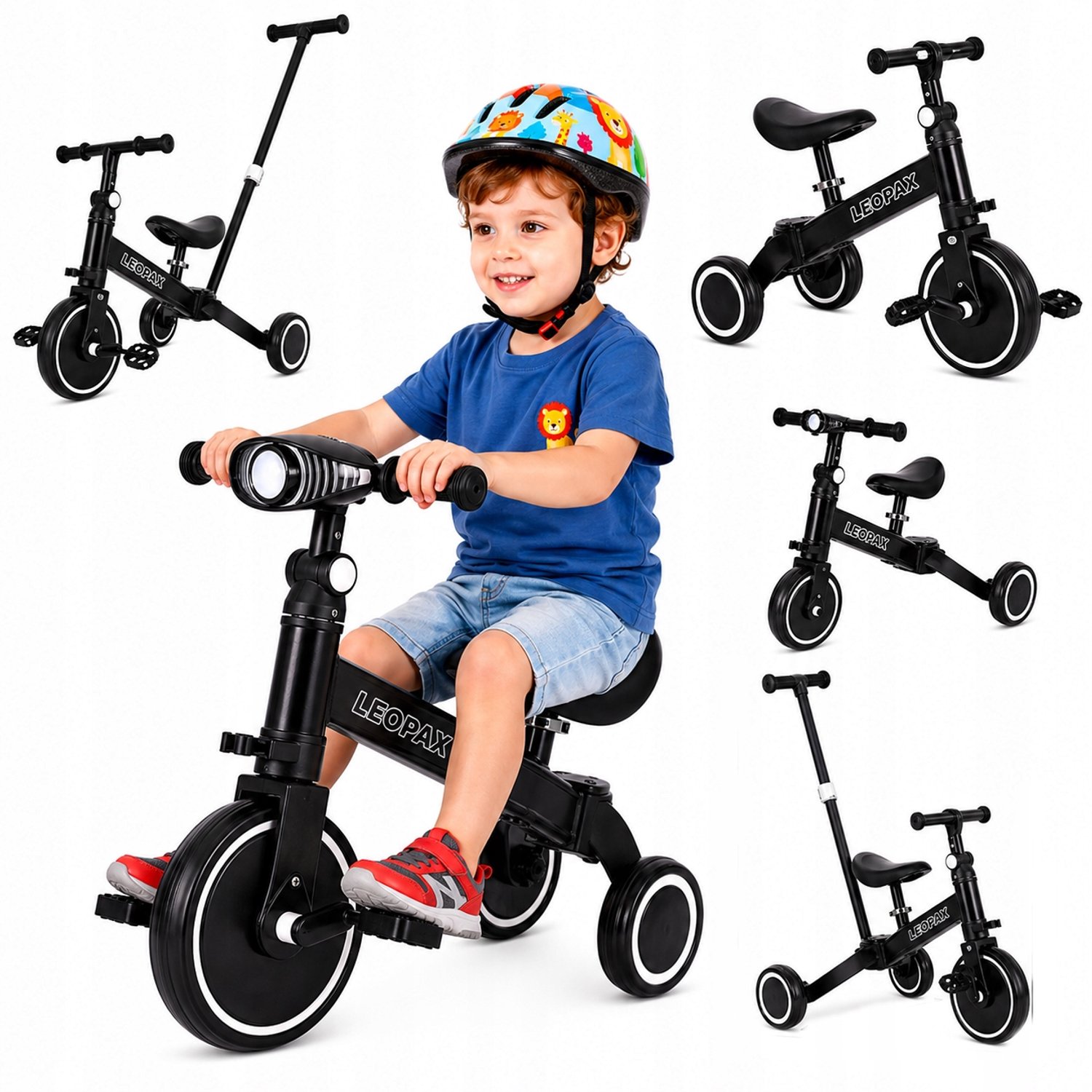 3-in-1 Loopfiets met Pedaal, Duwstang & Lampje - Merkloos Driewieler kopen online