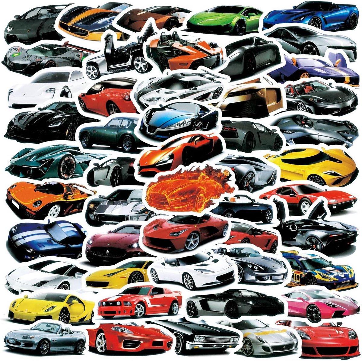 50 stuks sportwagenset waterdichte vinylstickers voor auto laptop skateboard motorfiets fiets en computer shopvlot