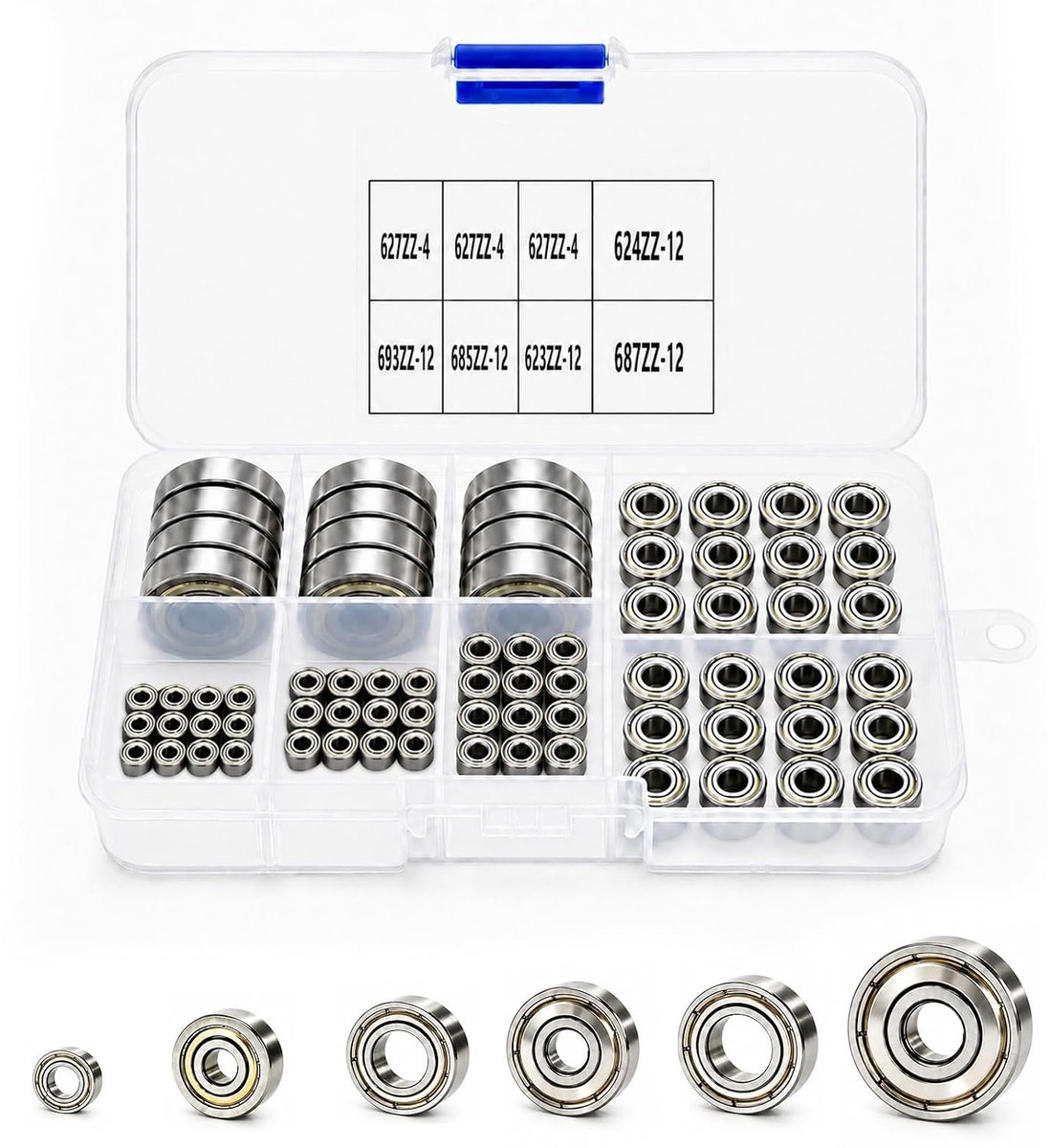72 stuks kogellagers 627zz 687zz 624zz 685zz 623zz 693zz kogellagerset koolstofstaal precisielagers kleine shopvlot