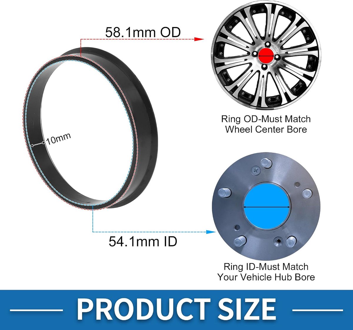 a absopro car wheel hub centric rings durable od 58mm to id 54mm wheels center axle shock absorbing hubrings shopvlot
