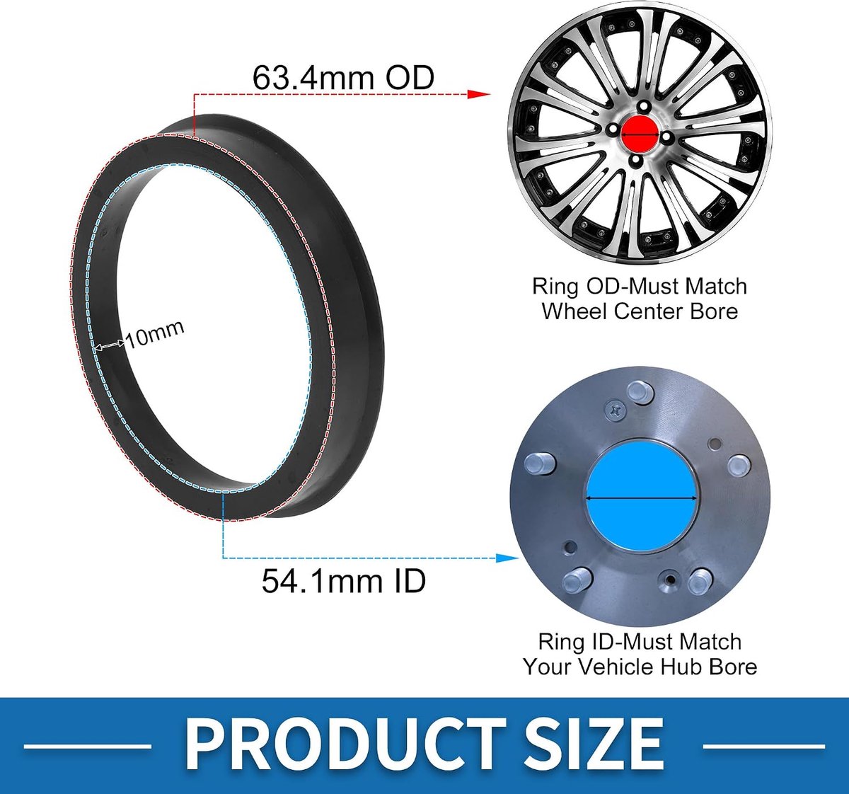 a absopro car wheel hub centric rings durable od 6 3cm to id 5 3cm wheels center axle shock absorbing hubrings shopvlot