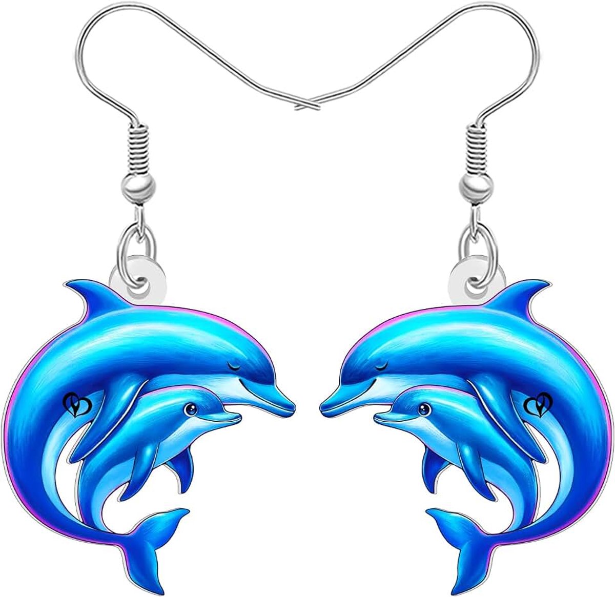 acryl oceaanthema dolfijn druppeloorbellen hangend zeeleven sieraden dubbele zeedieren dolfijn cadeaus voor dames meisjes mama strandliefhebbers