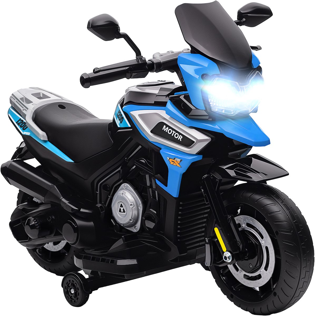 AIYAPLAY elektrische rijdende motorfiets - PP, metaal - 85,5 x 44,5 x 56 cm - blauw Speelgoedaccuvoertuig kopen online