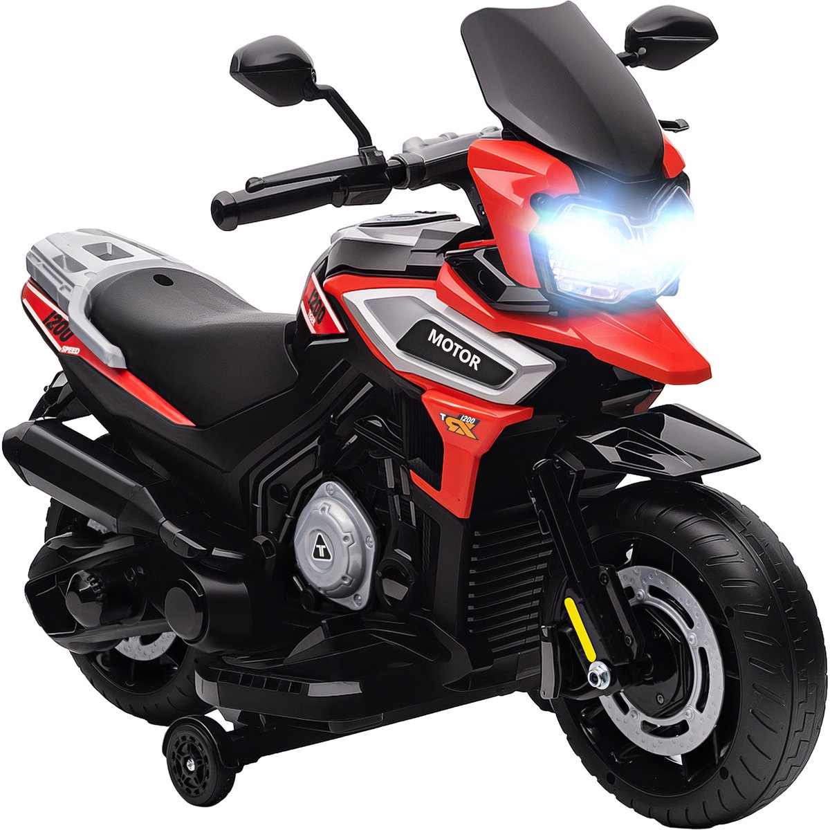 AIYAPLAY - Elektrische rijdende motorfiets - PP, metaal - 85,5 x 44,5 x 56 cm - Rood Speelgoedaccuvoertuig kopen online