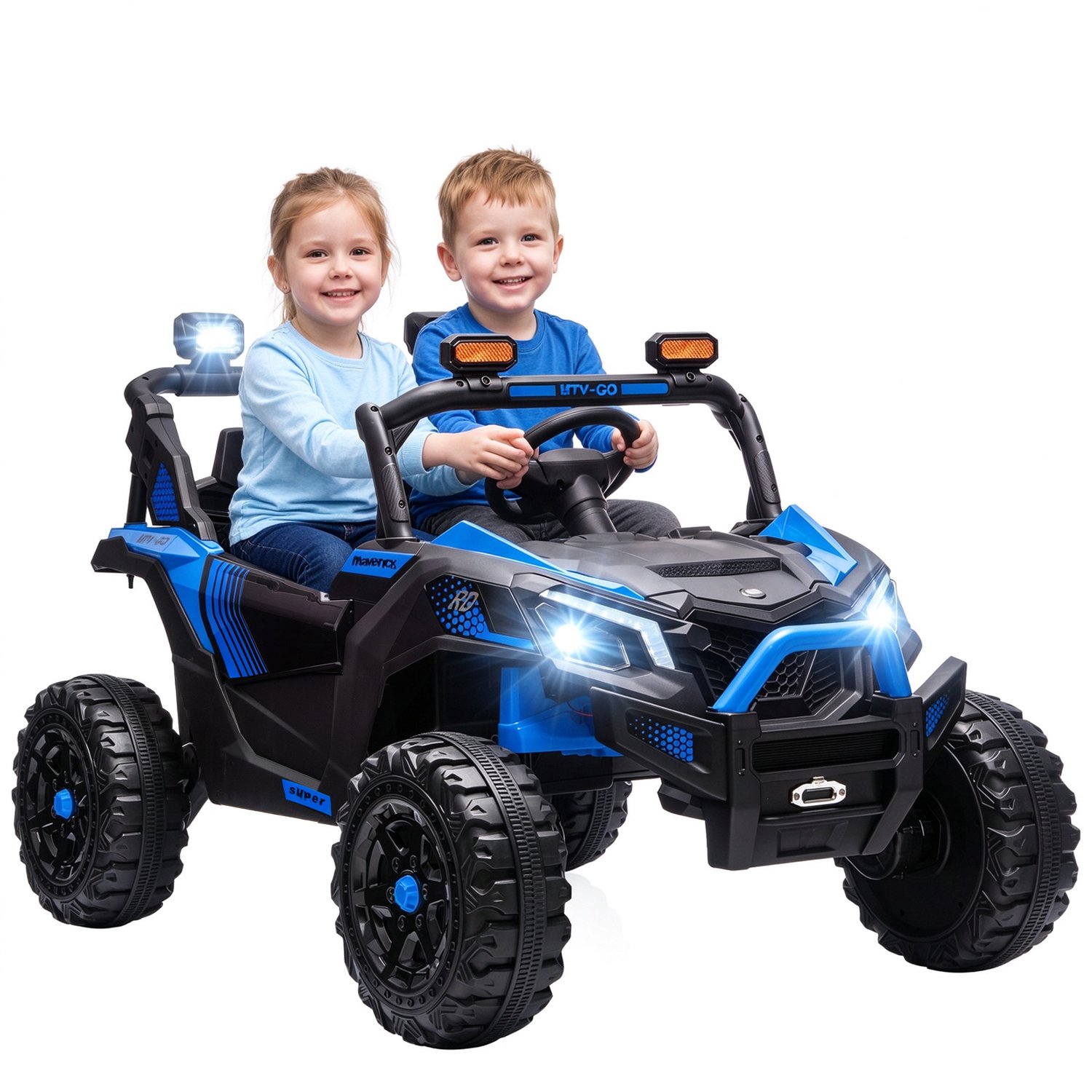 AIYAPLAY Kids Electric UTV-Metall, Kunststoff-121L x 79B x 77H cm-Blau Speelgoedaccuvoertuig kopen online