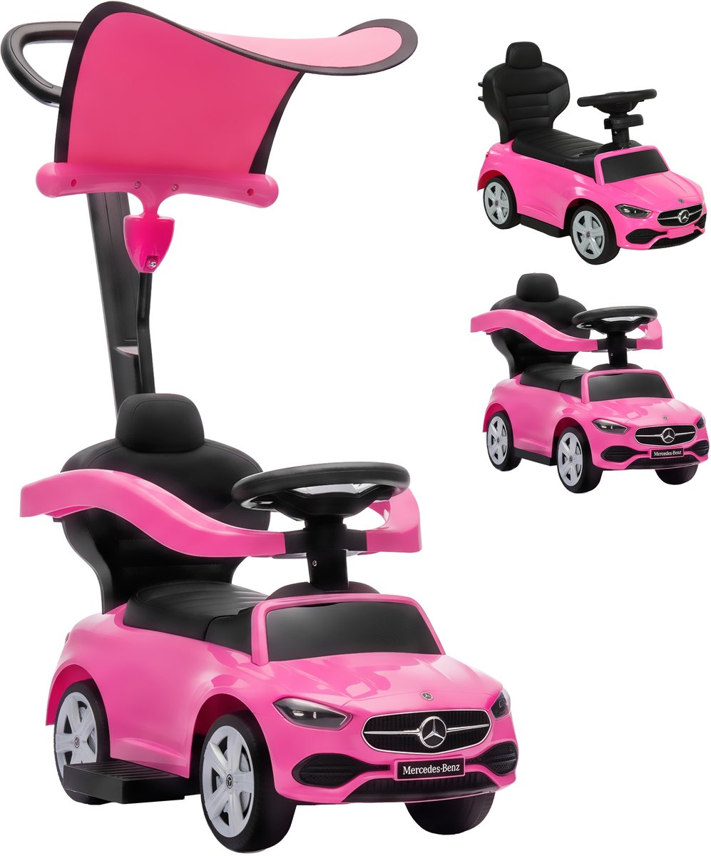 AIYAPLAY - Loopauto met glijbaan - PP, staal - 83 x 40 x 90 cm - Roze Loopauto kopen online