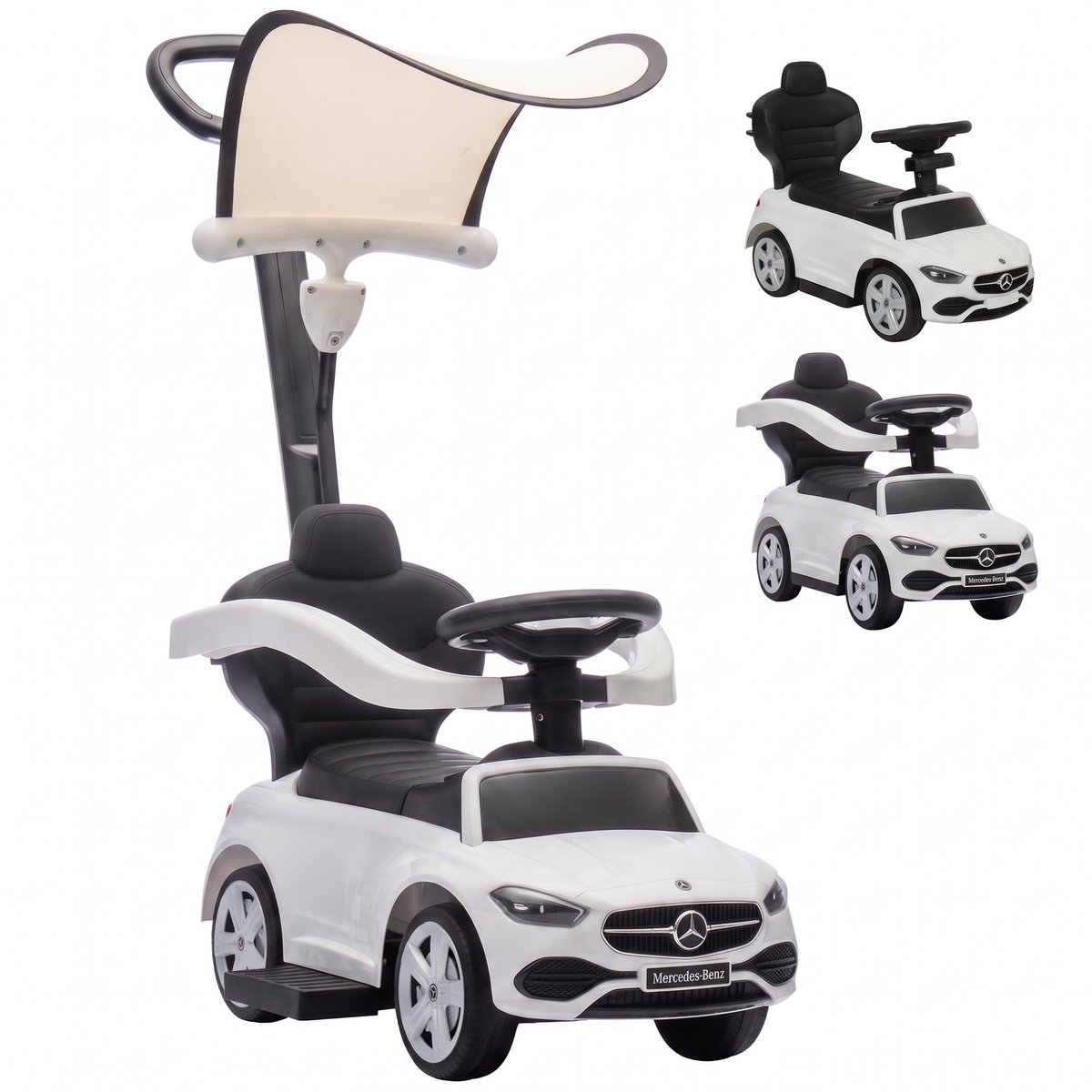 AIYAPLAY Loopauto met glijbaan - PP, staal - 83 x 40 x 90 cm - wit Loopauto kopen online