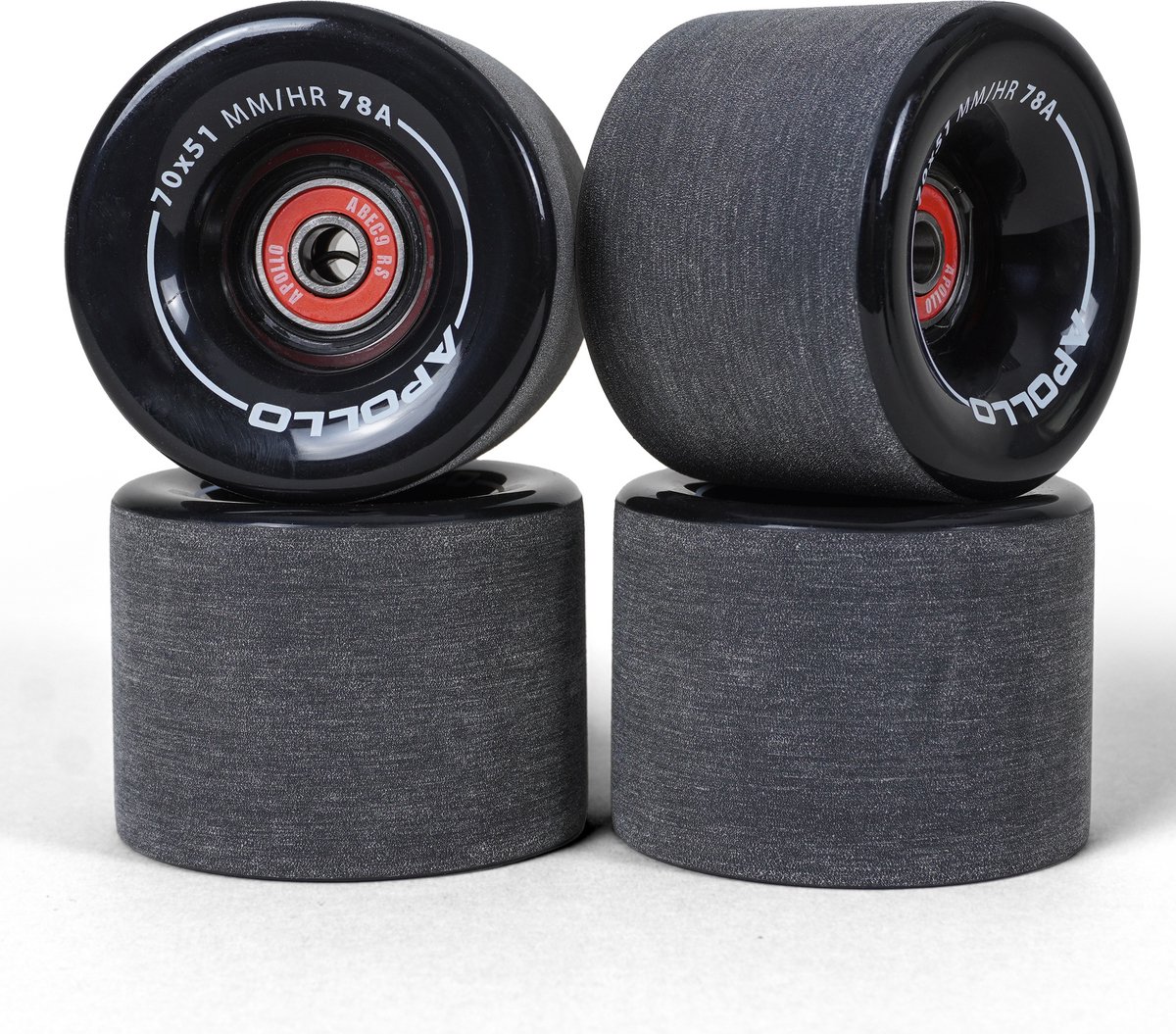 apollo dancer en longboardwielen 70 mm 78a zwart set van 4