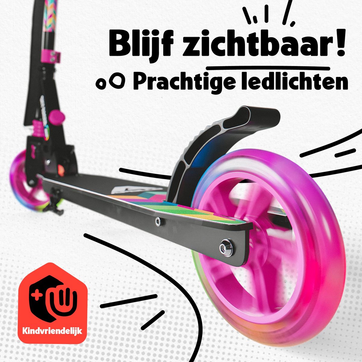 apollo scooter led skyracer met led wielen 145 mm city scooter met vering shopvlot