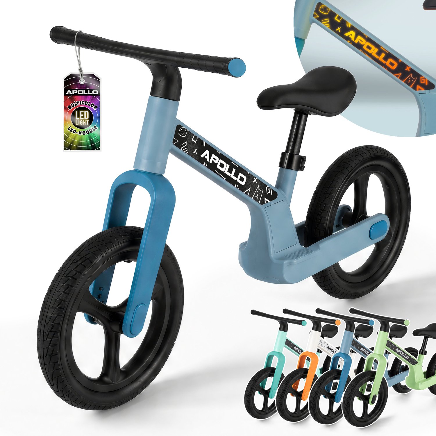 Apollo Trailbuddy LED Verlichte 12 Inch Loopfiets Vanaf 2 Jaar Kids Loopfiets kopen online