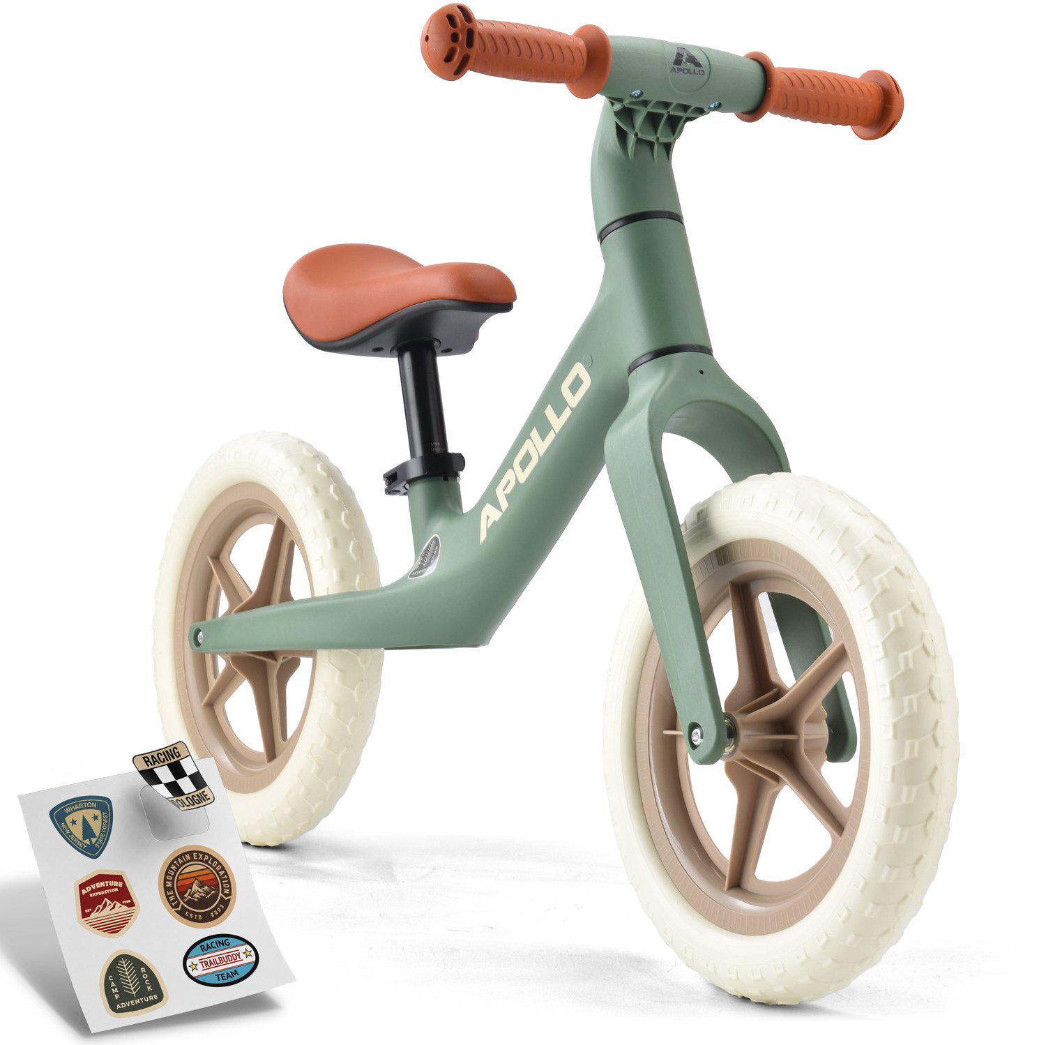 Apollo Trailbuddy Loopfiets 2 jaar - Slechts 2,2 kg - 12 inch lekvrije banden - Verstelbaar zadel - Jongens & Meisjes - Groen Loopfiets kopen online