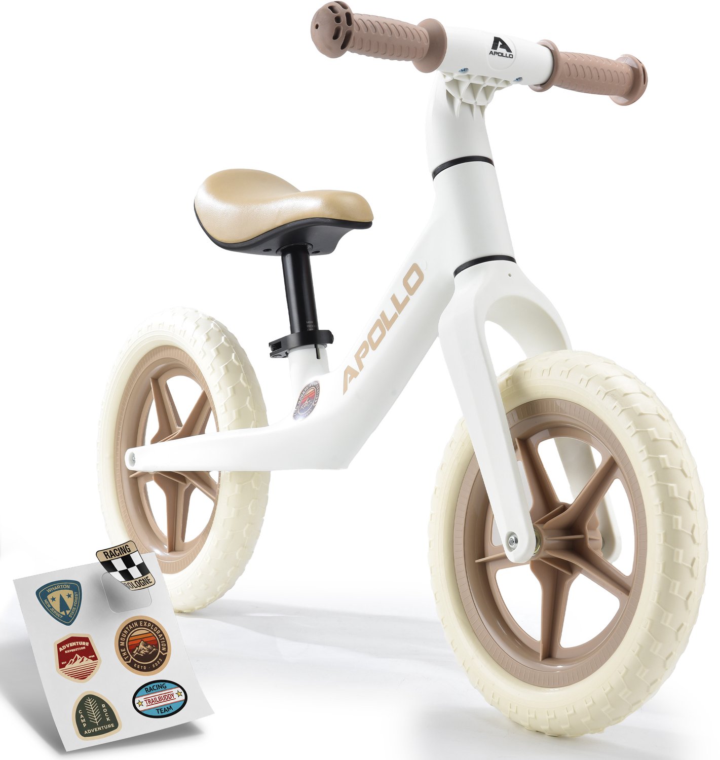 Apollo Trailbuddy Loopfiets 2 jaar - Slechts 2,2 kg - 12 inch lekvrije banden - Verstelbaar zadel - Jongens & Meisjes - Wit Loopfiets kopen online