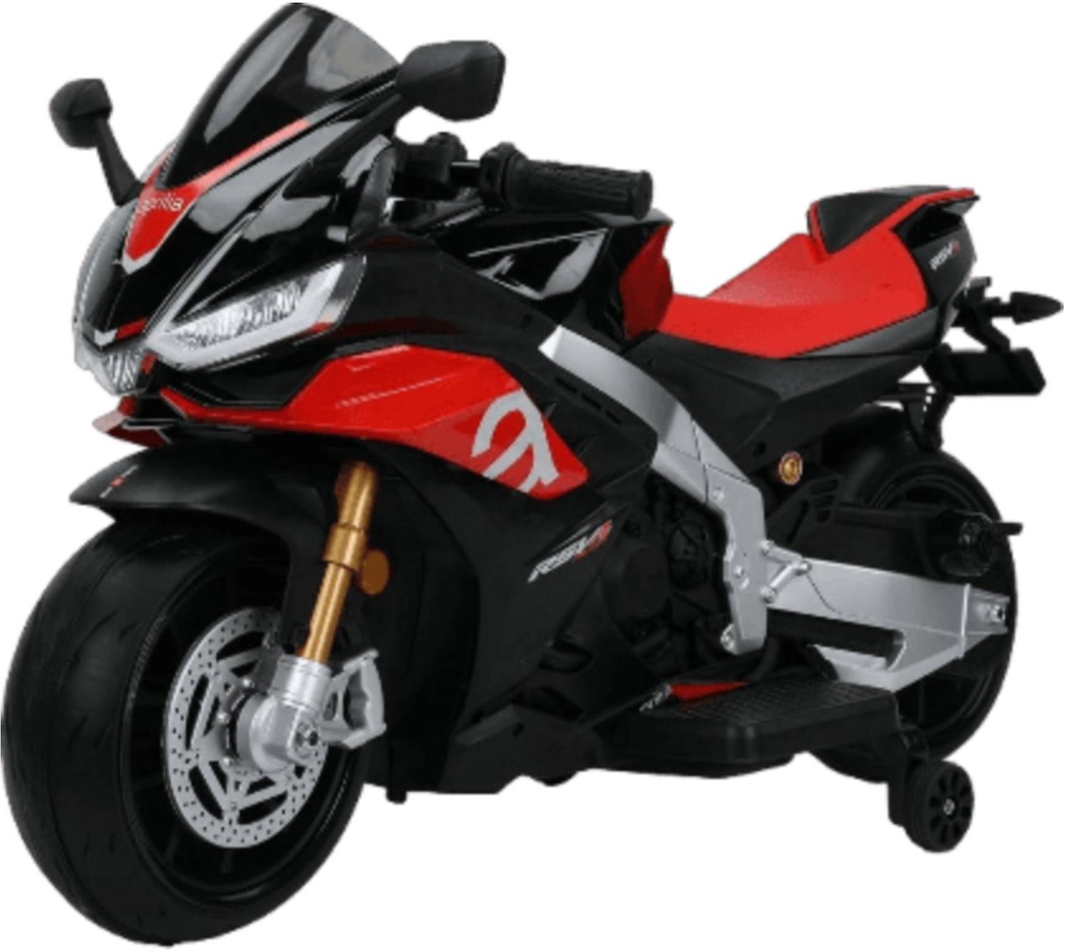 aprilia tuono rs v4 12v elektrische kindermotor voor kinderen zwart rood met zijwieltjes