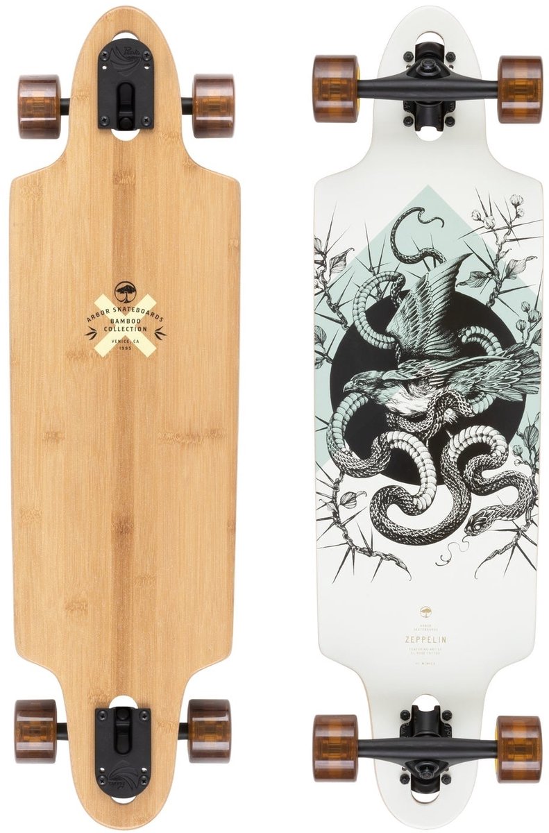 arbor bamboo zeppelin white black 32 longboard