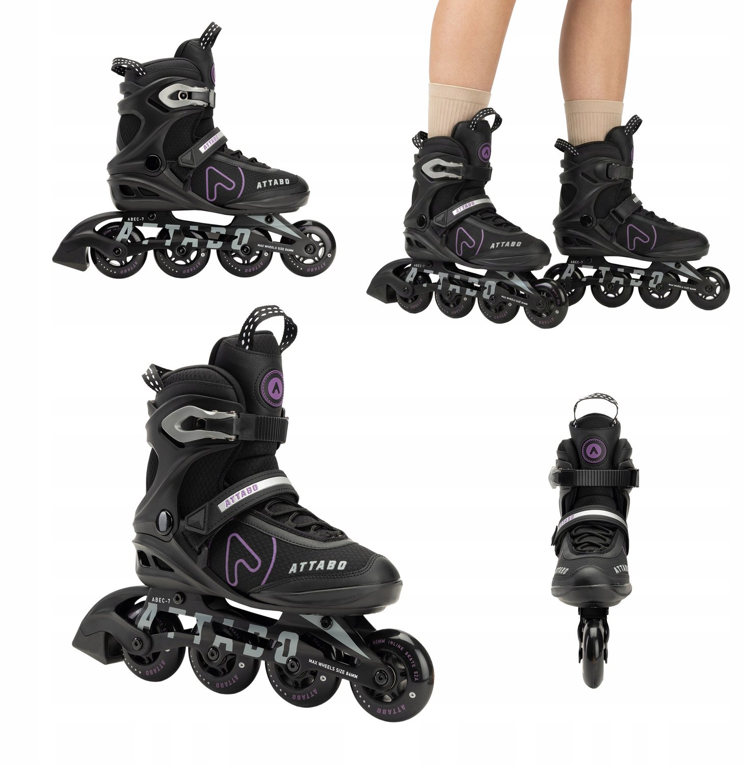 attabo bricker dames skates fitness zwart maat 38