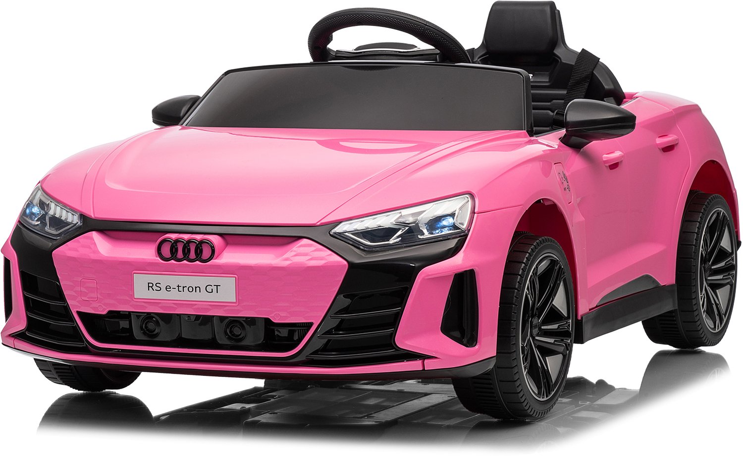audi rs e tron gt 12v elektrische kinderauto met muziek brede zitting en verstelbare veiligheidsgordel roze