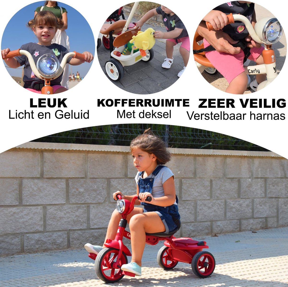 Baby driewieler 1-5 jaar - opvouwbaar en lichtgewicht - verstelbare duwstang - veilig en comfortabel - m-winkel Driewieler kopen online