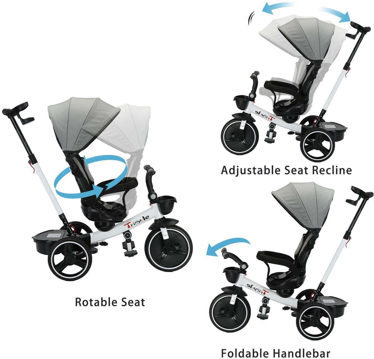 baby driewieler 6 in 1 verstelbare luifel 9 2 kg kunststof voor peuters duwfiets