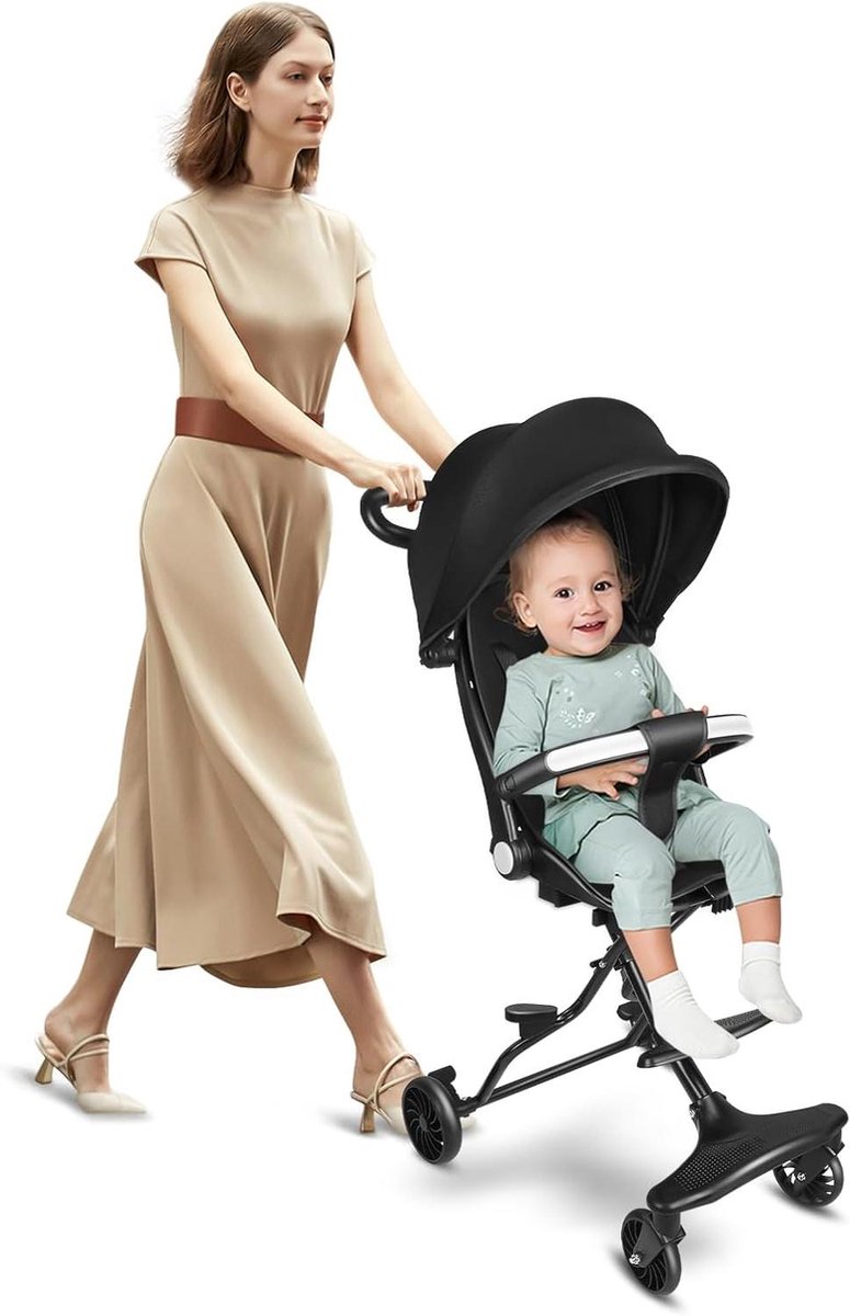 Baby Driewieler - Ouderbegeleiding Fiets - Buiten Ritjes - Verstelbare Duwstang - 55 x 86.5 cm - Zwart Driewieler kopen online