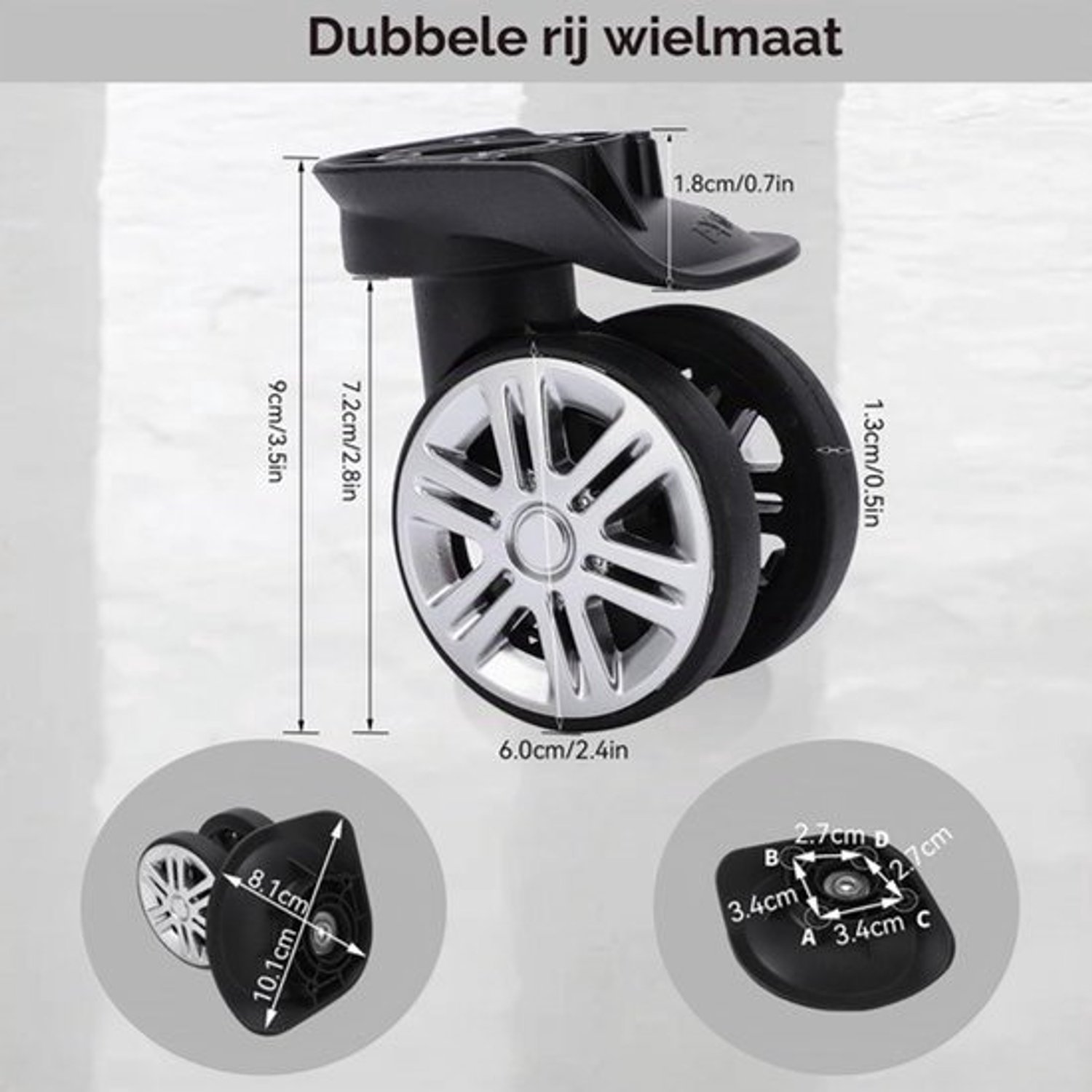bagagewiel vervangend zwart draaibaar 30 kg laadvermogen plastic voor koffers en reizen kofferwiel