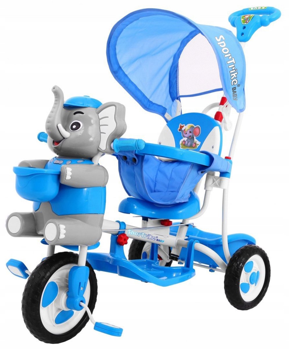 Blauwe Driewieler Olifant voor Kinderen met Geluid & Zonnekap Driewieler kopen online