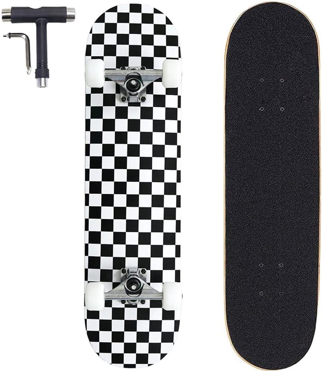 compleet skateboard beginner board trucs leren 7 lagen esdoorn 31 x 8 inch wit